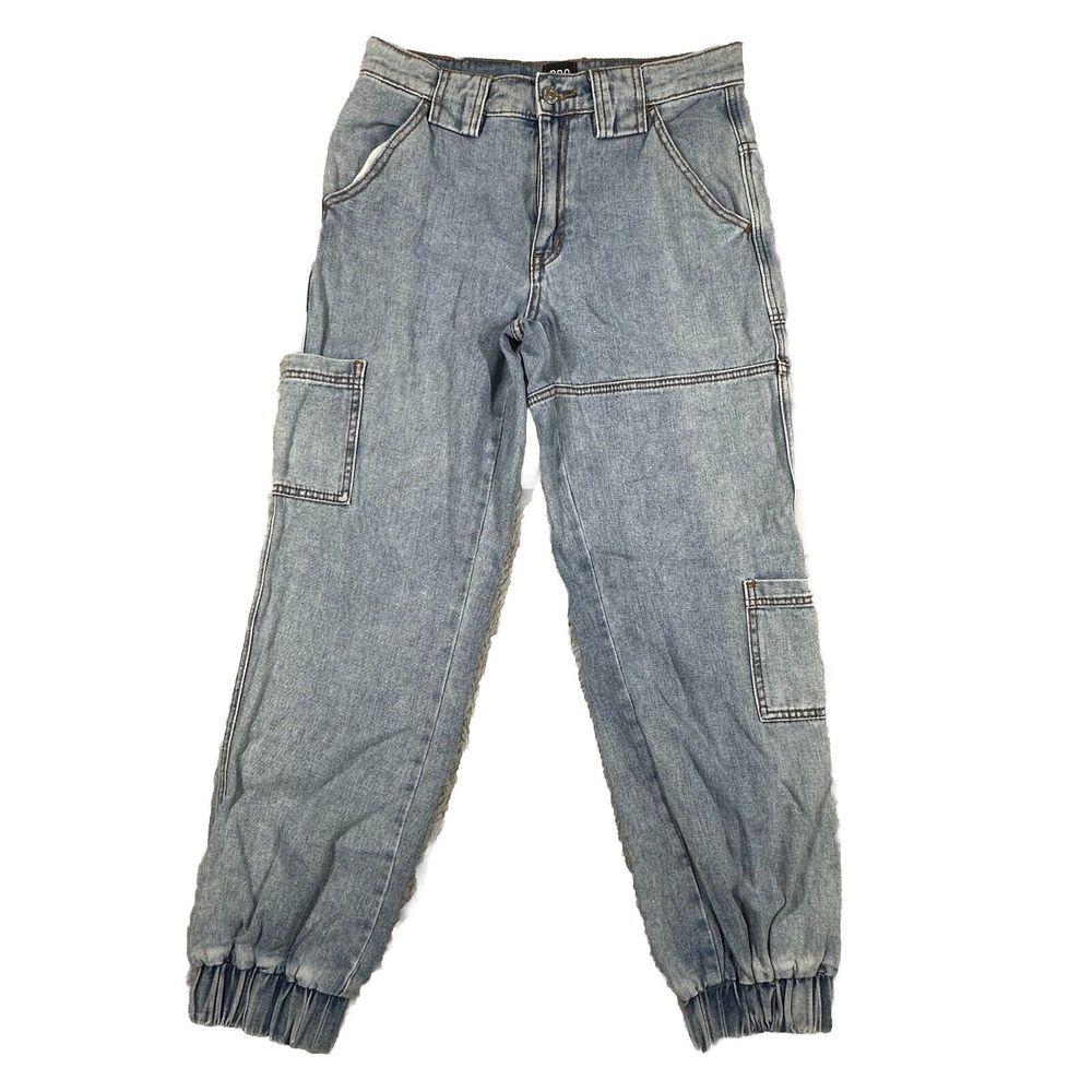 Women's Urban Outfitters BDG Denim Jean Light Wash Cargo Joggers Womens Waist 26